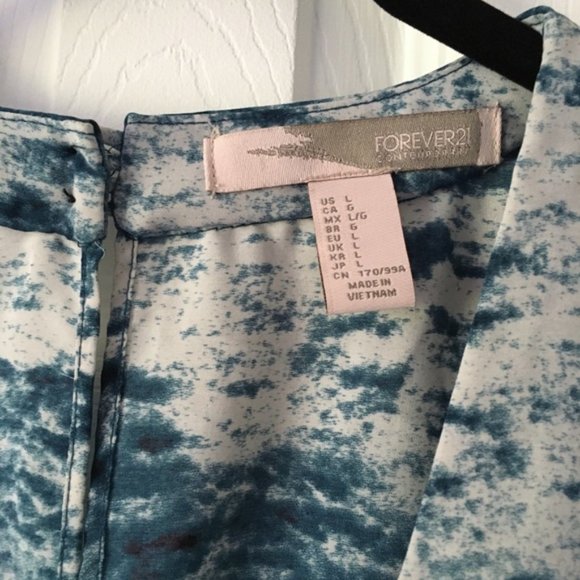 Watercolor V Neck Dress w/ Pockets - Picture 2 of 8